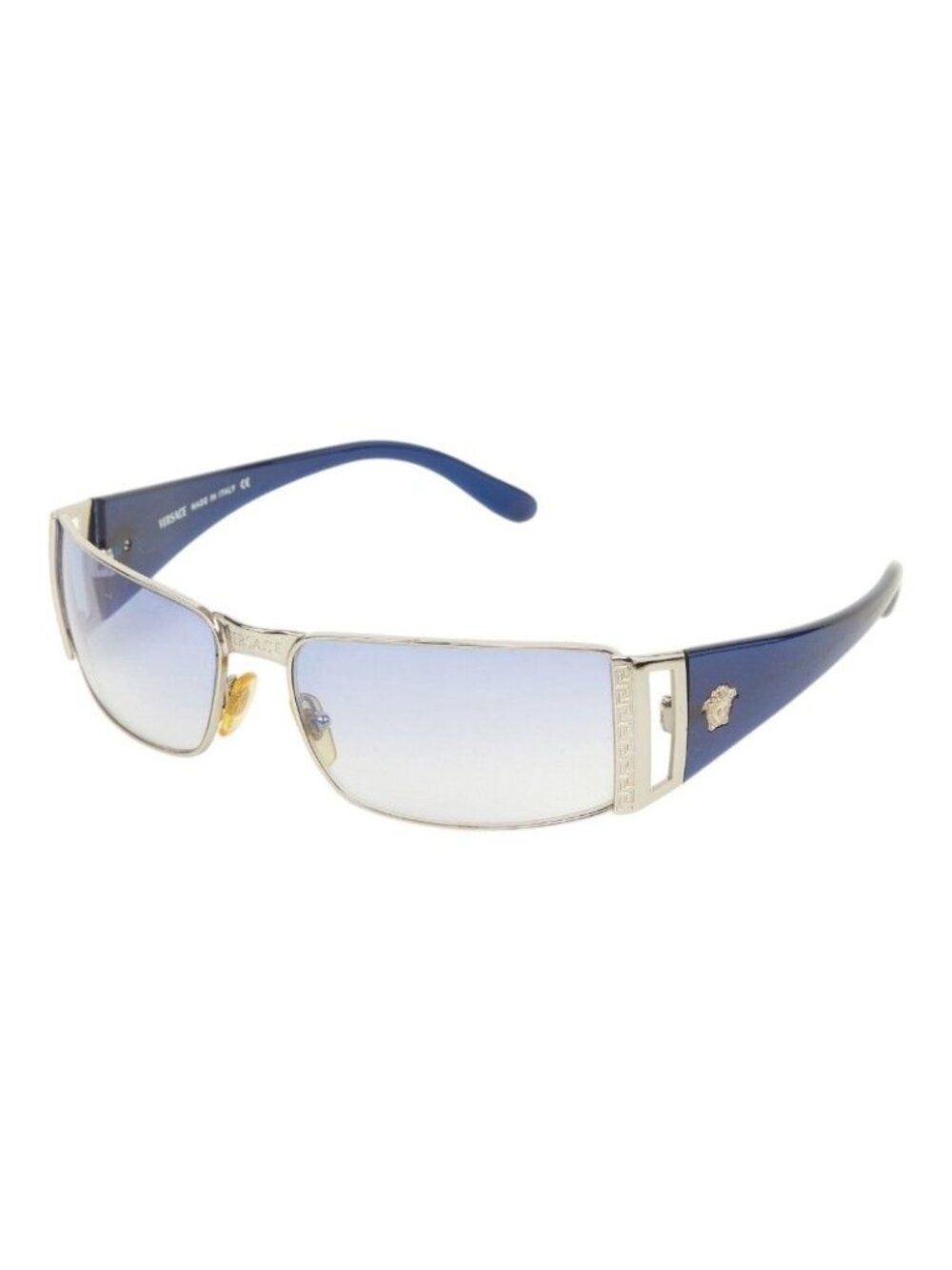 Versace Medusa Sunglasses Blue Silver Acetate Metal Eyewear